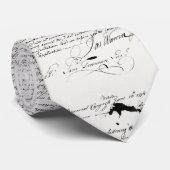 Cravate Belle calligraphie noir écriture manuscrite sur bl (Roulé)