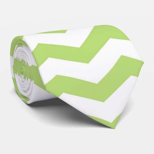 Cravate Belle chaux vert Chevron Grille (Roulé)