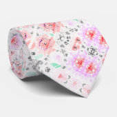 Cravate Belle couleur pastel floral aztec (Roulé)
