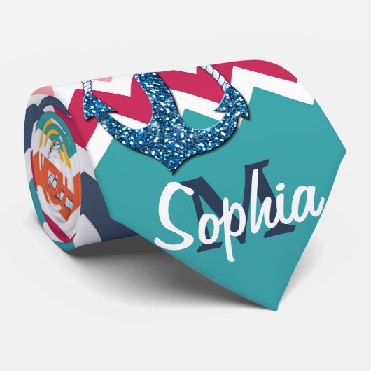 Cravate Belle fausse parties scintillant ancre nautique in (Roulé)