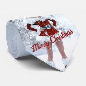 Cravate Belle femme de Noël au-dessus de la neige hivernal (Roulé)