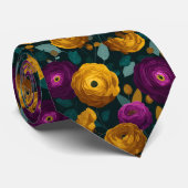 Cravate Belle Fleur de Renoncule pour Hommes de Mode (Roulé)