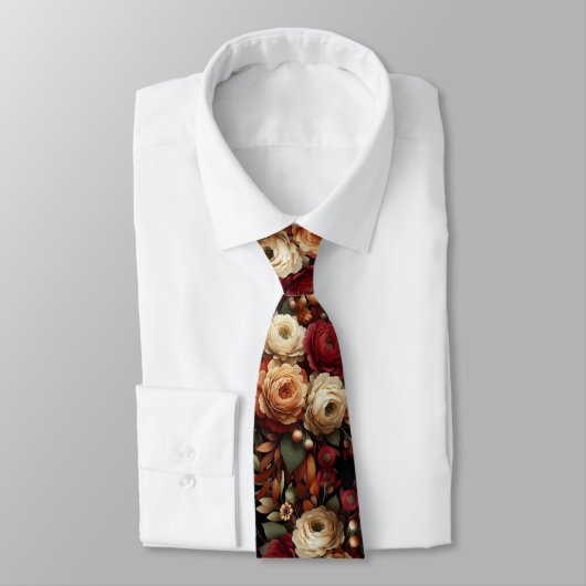 Cravate Belle Fleurs Autum Grooms Mariage (Attaché)
