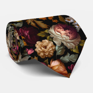 Cravate Belle Flore du Vieux Monde sur Mariage noir