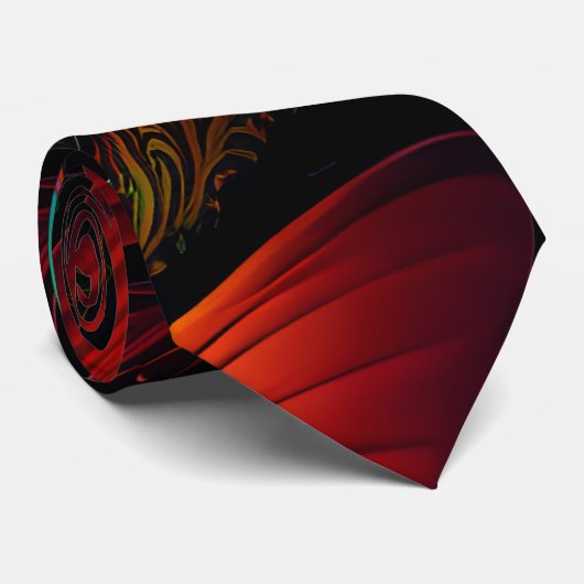 Cravate Belle fractale en bleu et orange (Roulé)