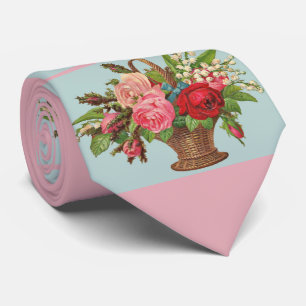 Cravate belle impression de panier de fleurs victoriennes