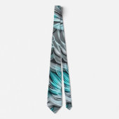 Cravate Belle impression Florale Turquoise Bleue (Devant)