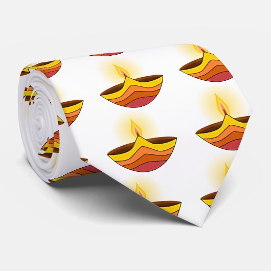 Cravate Belle lampe rougeoyante de Diwali (Roulé)