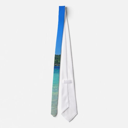 Cravate Belle mer tropicale avec forêt d'arbres en arrière (Dos)