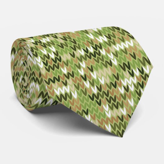 Cravate Belle motif en tricot de mamie vert olive (Roulé)