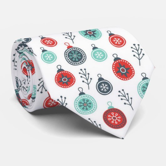 Cravate Belle Pastel Noël pendaison boules et pin (Roulé)