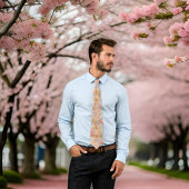 Cravate Belle Pêche Été Aquarelle Florale