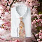 Cravate Belle Pêche Été Aquarelle Florale