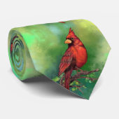 Cravate Belle peinture d'oiseaux du Cardinal rouge du Nord (Roulé)