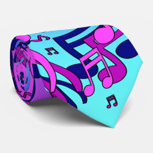 Cravate Belles notes de musique Notes vives Bleu aqua Viol