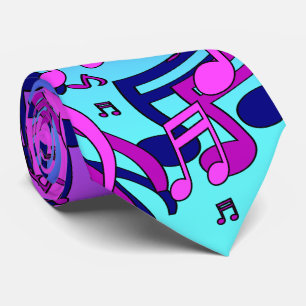 Cravate Belles notes de musique Notes vives Bleu Aqua Viol
