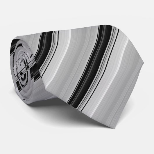 Cravate Belles rayures gris noir (Roulé)