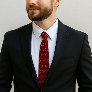 Cravate Benzene Molecule Motif Rouge