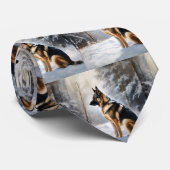 Cravate Berger Allemand Laisser Neige Noël (Roulé)