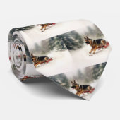 Cravate Berger allemand neige de Noël hiver (Roulé)