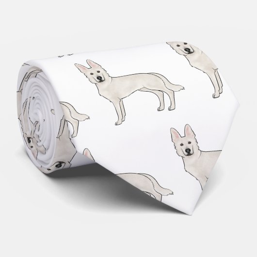Cravate Berger suisse blanc GSD mignon chien Motif (Roulé)
