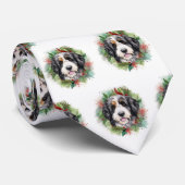 Cravate Bernedoodle Christmas Wreath Festive Pup (Roulé)