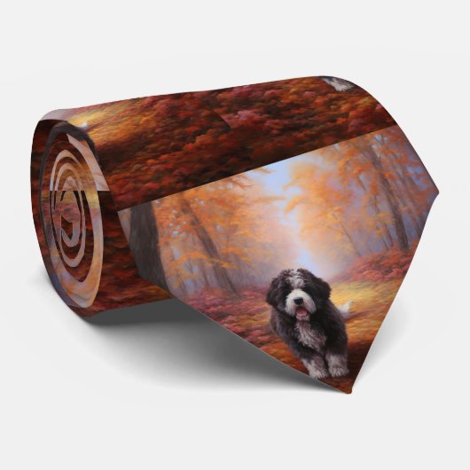 Cravate Bernedoodle en automne Leaves automne Inspire (Roulé)