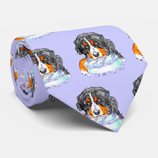 Cravate Bernese Mt Chig Cake Face Anniversaire (Roulé)