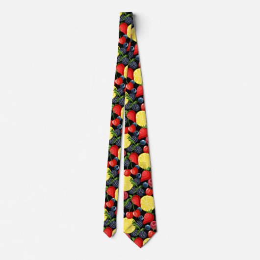 Cravate Berries & Citrus Pattern Men’s Necktie (Dos)