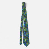 Cravate Berries feuilles Motif Floral minimal Bleu simple (Dos)