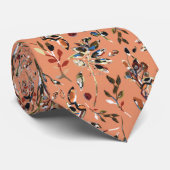 Cravate Berries feuilles Orange Elégante aquarelle Florale (Roulé)