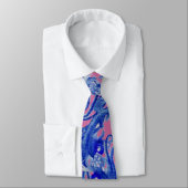 Cravate BERRIES MAGIQUES Bleu rose Fleurs (Attaché)