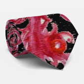 Cravate BERRIES MAGIQUES Imaginaire Black Red Rose florale (Roulé)