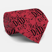 Cravate Best Dad Ever Red Black Handwritten Father's Day (Roulé)