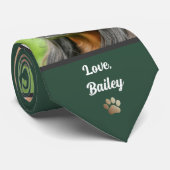 Cravate Best Dog Dad Ever Forest Green Custom Pet Photo (Roulé)