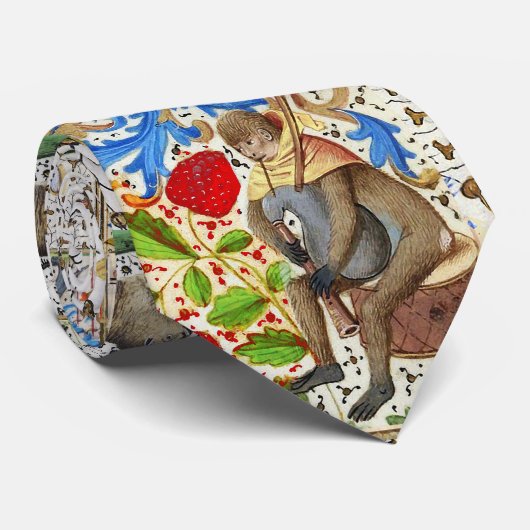 CRAVATE BESTIAIRE MÉDIÉVAL JOUER DES INSTRUMENTS MUSICAUX (Roulé)