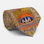 CRAVATE BESTIAIRE MÉDIÉVAL, PHOENIX DANS LES FLAMES ROUGES (Roulé)