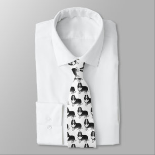 Cravate Bi-Black Shetland Sheepdog Motif de dessin de chie