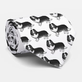 Cravate Bi-Black Shetland Sheepdog Motif de dessin de chie (Roulé)