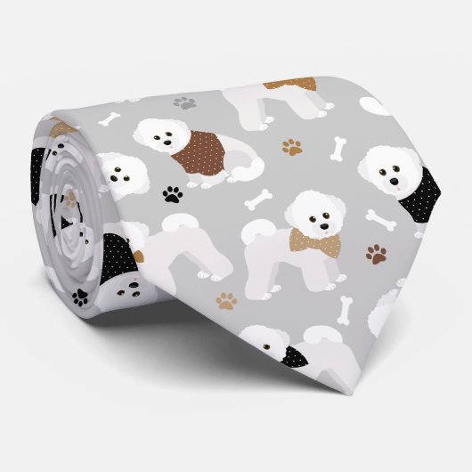 Cravate Bichon Frise Bones and Paws Grey (Roulé)