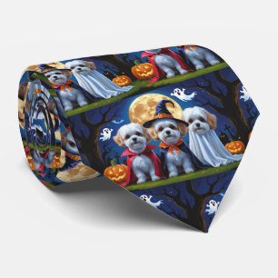 Cravate Bichon Frise Chiens Citrouille Halloween Funny