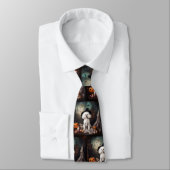Cravate Bichon Frise Citrouilles Halloween effrayant (Attaché)
