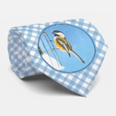 Cravate Bickadee sur la peinture d'alimentation - Oiseaux  (Roulé)