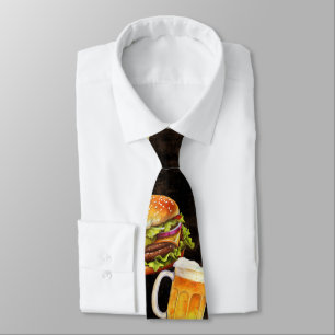 Cravate Bière Hamburger sur fond sombre