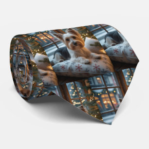 Cravate Biewer Terrier avec lumières de Noël vacances