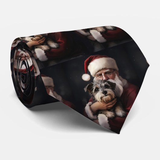 Cravate Biewer Terrier Avec Noël Festif Du Père Noël (Roulé)