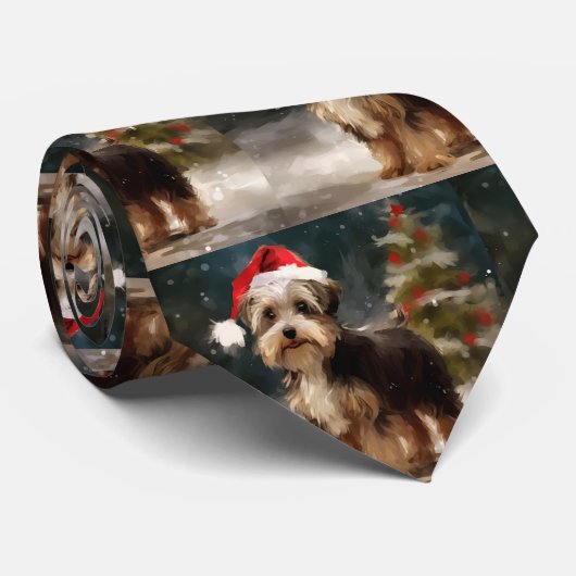 Cravate Biewer Terrier Chien dans Noël de neige (Roulé)