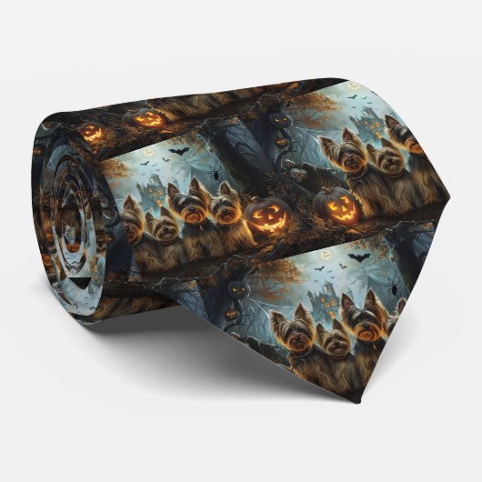 Cravate Biewer Terrier Halloween Night Doggy Délice (Roulé)