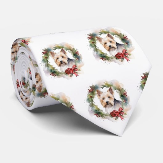 Cravate Biewer Terrier Noël Wreath Festive Pup (Roulé)
