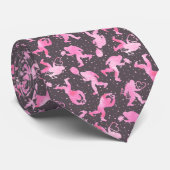 Cravate Bigfoot en amour Valentine en rose et gris (Roulé)